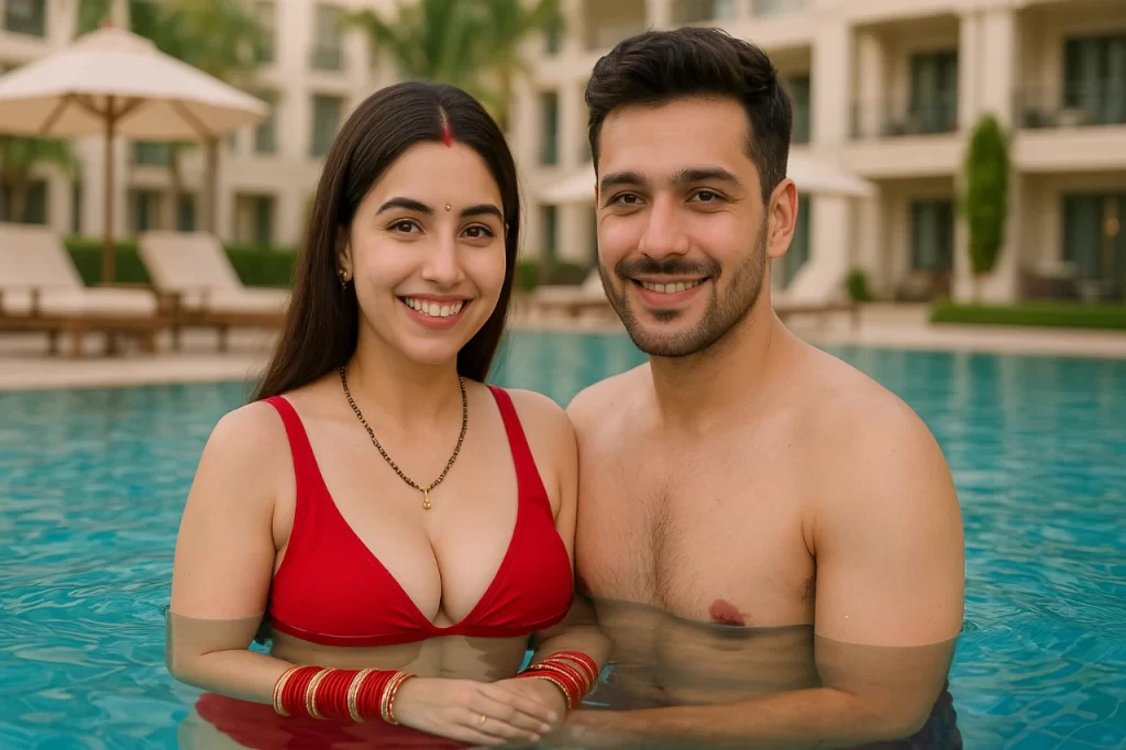 A Newly Married Couple Enjoying in a Pool in Bina Etawa Madhya Pradesh