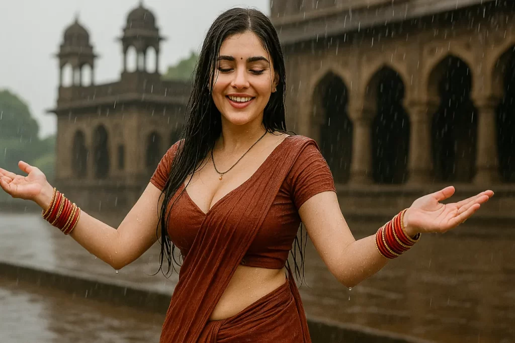 Gorgeous Girl From Bina Etawa Dancing in the Rain