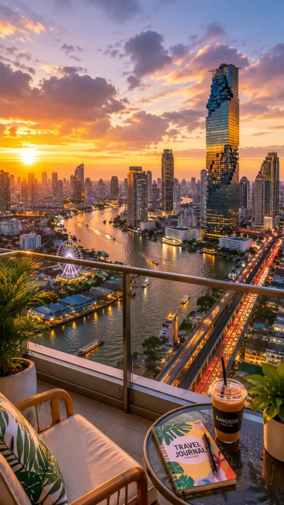 View of Bangkok's skyline from a high-rise apartment while living in Thailand on a Non-Immigrant ED Visa.